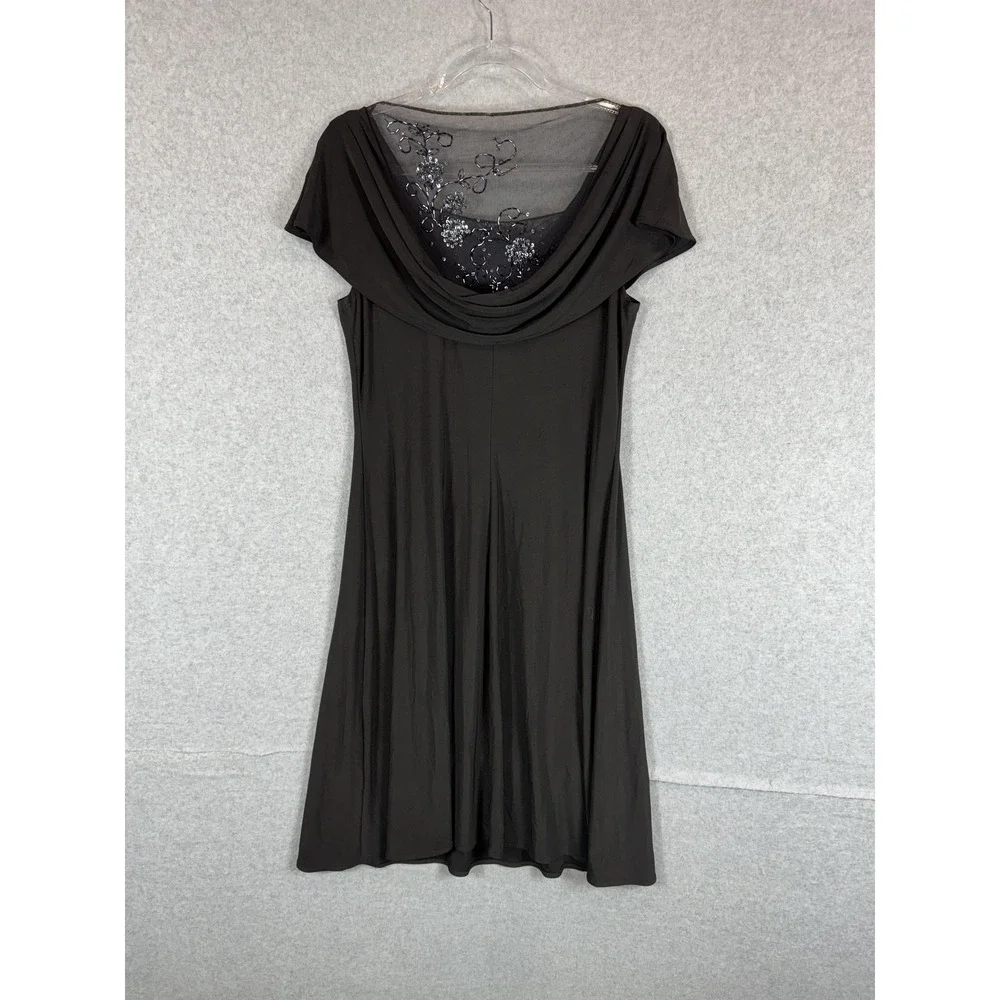Scarlett Nite Dress Womens 10 Beaded Mesh Cowl Neck Cocktail Elegant Evening
